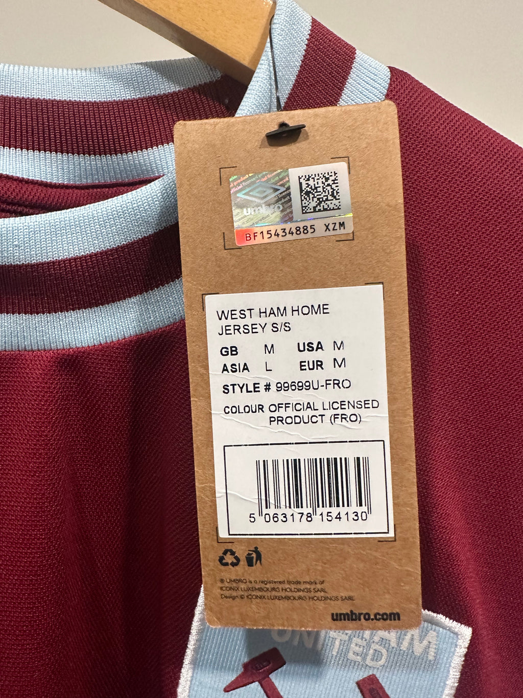 West Ham 2024-25 Home Soccer Jersey (M) NWT
