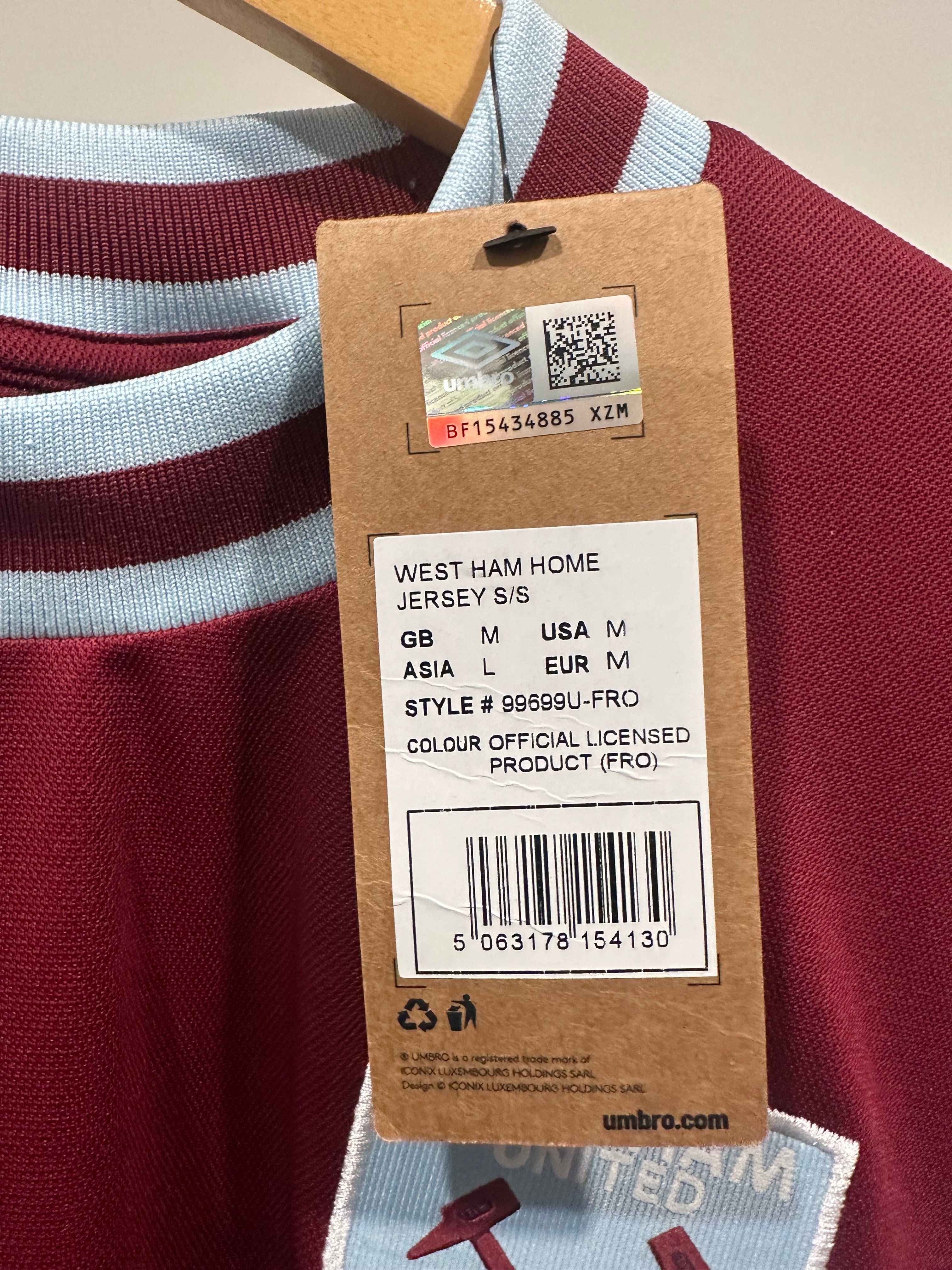 West Ham 2024-25 Home Soccer Jersey (M) NWT