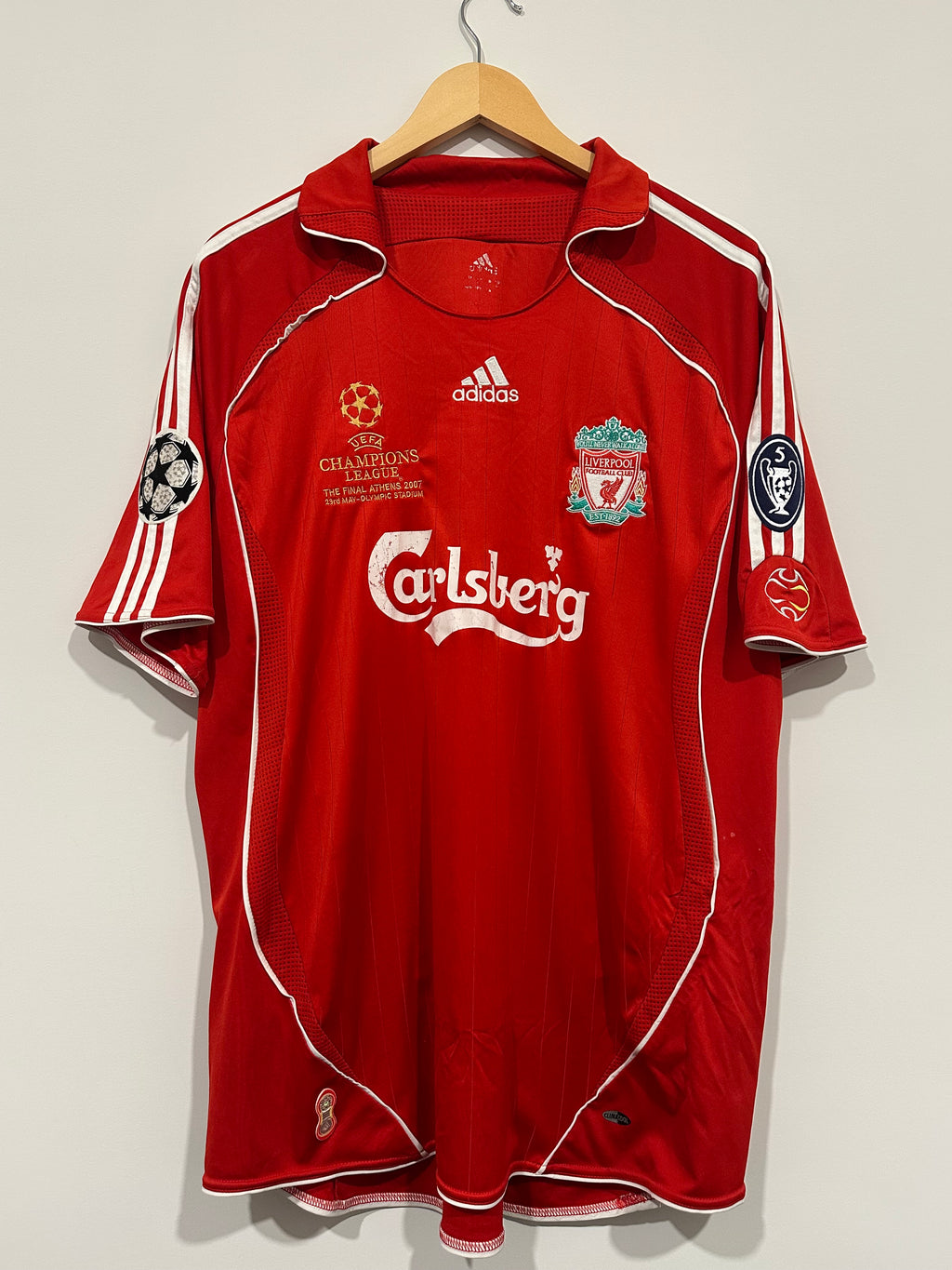 Liverpool 2006-07 Home Soccer Jersey Gerrard #8 UCL Final (XL)