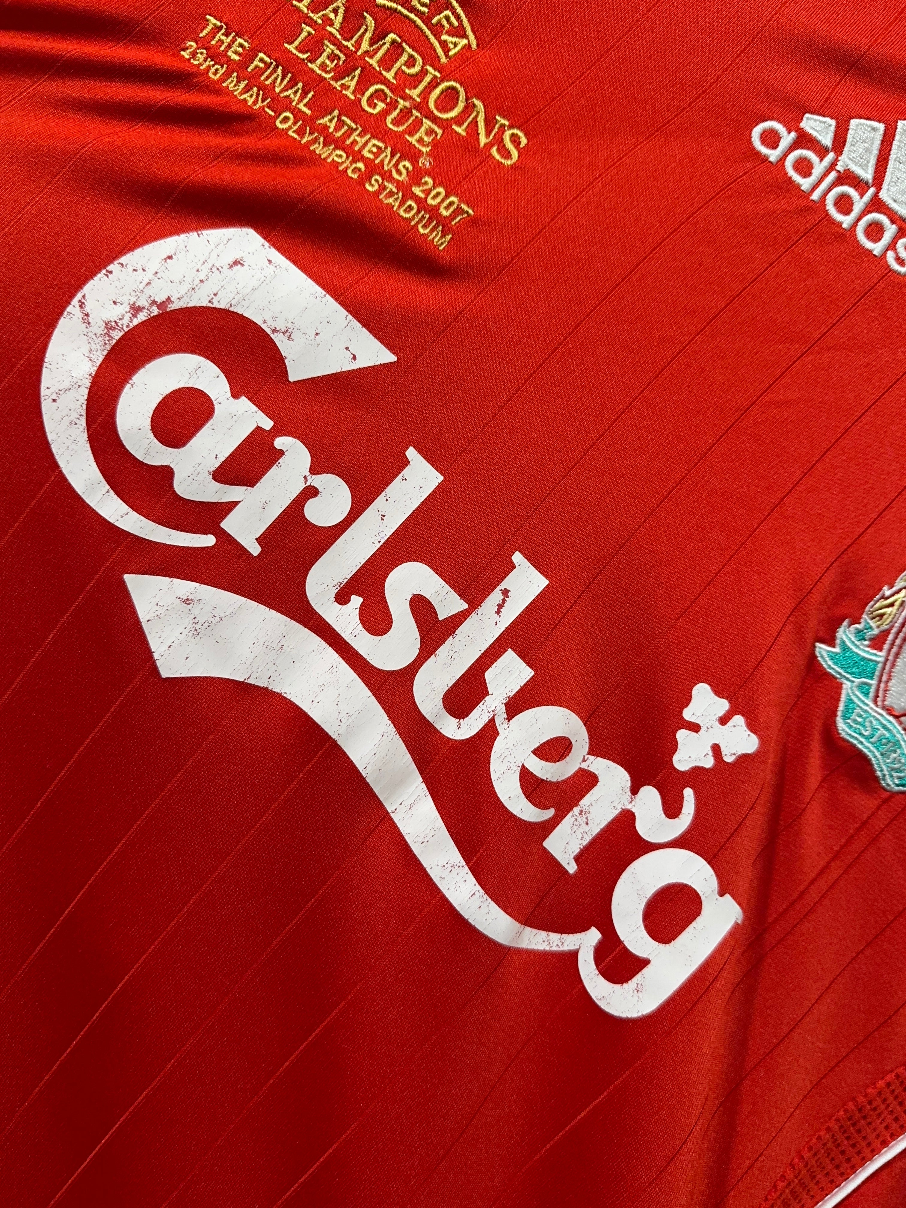 Liverpool 2006-07 Home Soccer Jersey Gerrard #8 UCL Final (XL)