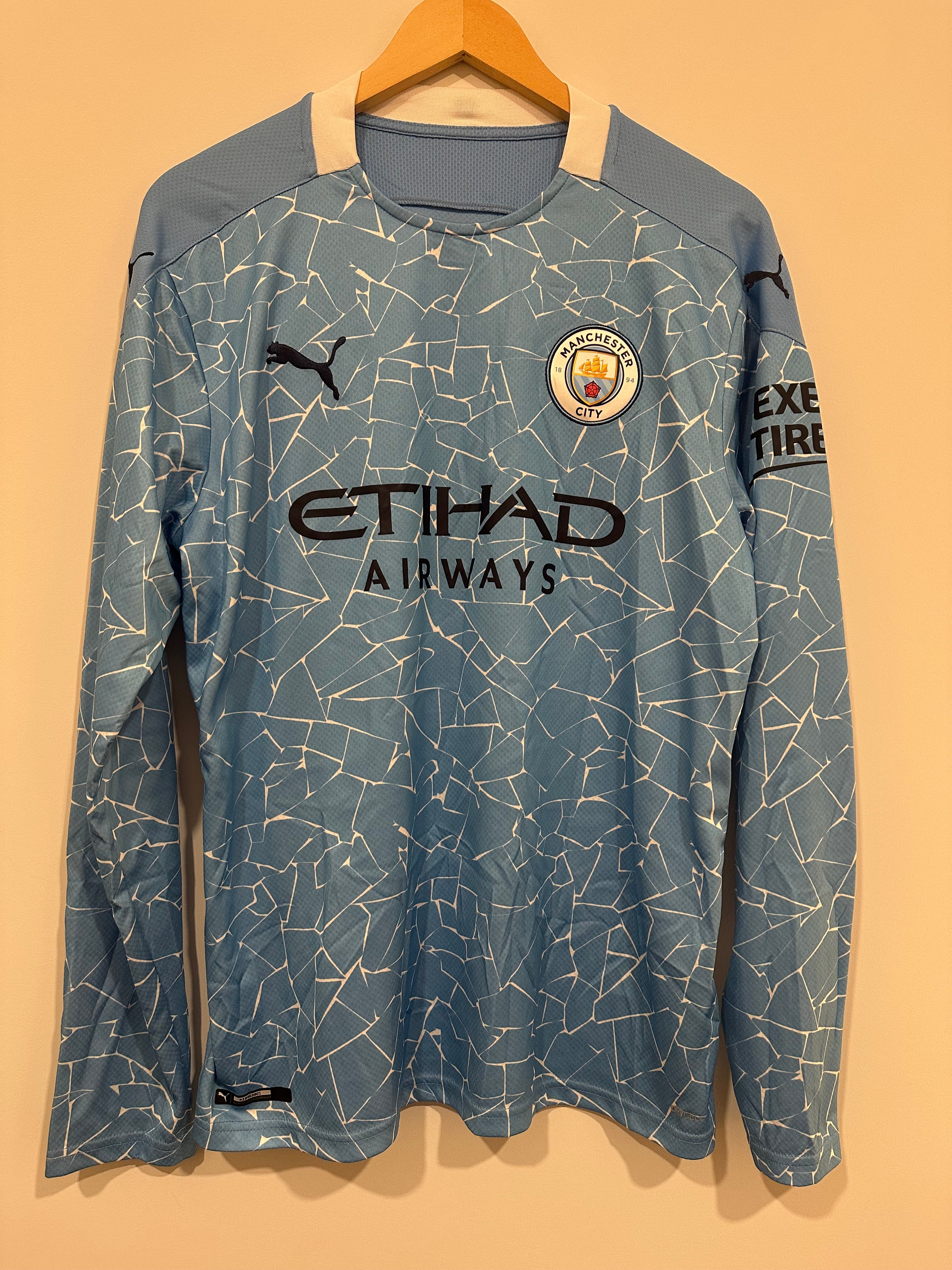 Manchester City 2020-21 Home Long Sleeve Soccer Jersey (L)