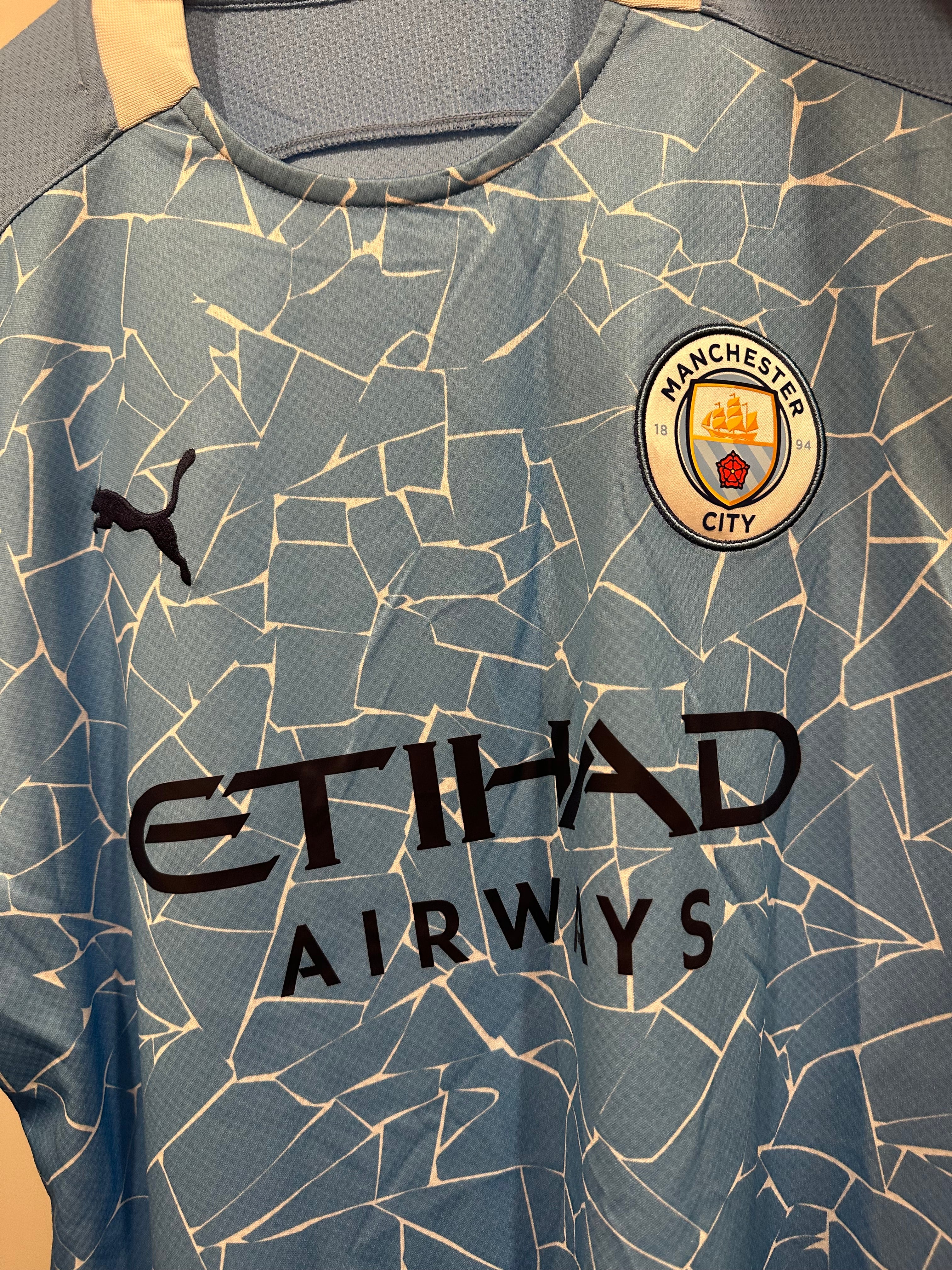 Manchester City 2020-21 Home Long Sleeve Soccer Jersey (L)