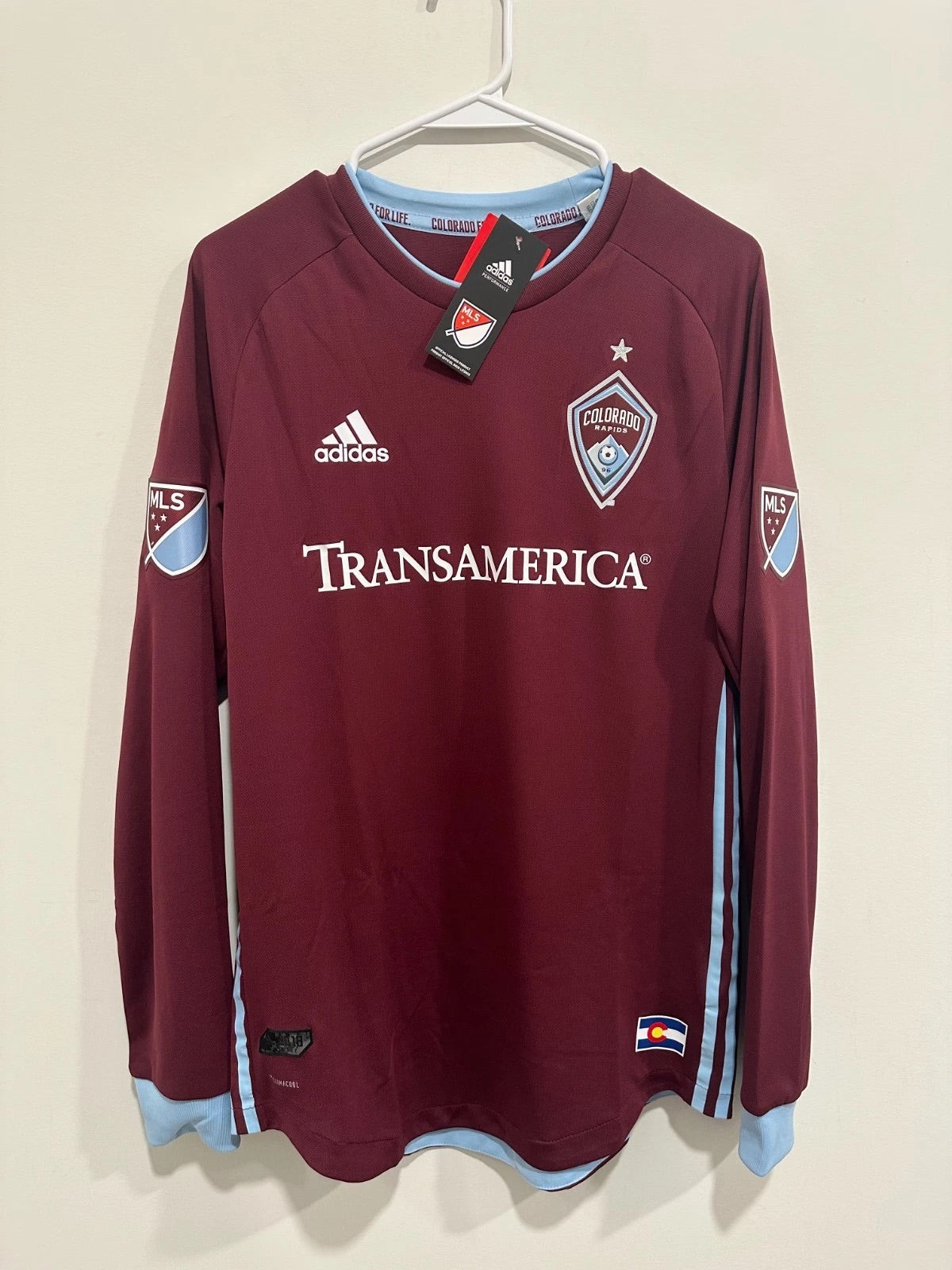 Colorado Rapids 2018 Home Long Sleeve Soccer Jersey Authentic Version (M) NWT