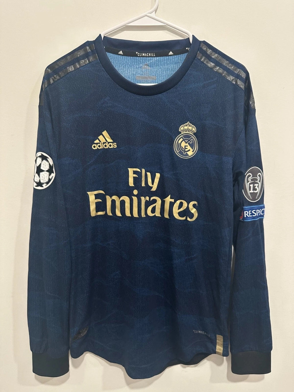 Real Madrid 2019-20 Away Long Sleeve Soccer Jersey Authentic Version (XS)