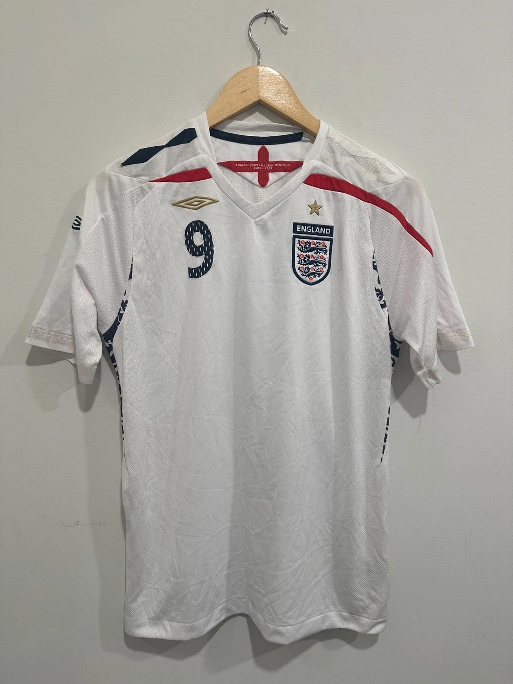 England 2007-09 Home Soccer Jersey Rooney #9 (YXL)